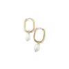 Fv Jewellery Women's Steel Me Yellow Gold & Fresh Water Pearl Huggies In Gold