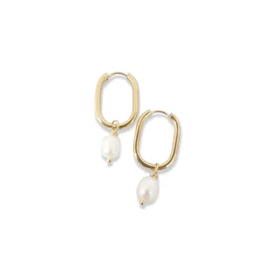 Fv Jewellery Women's Steel Me Yellow Gold & Fresh Water Pearl Huggies