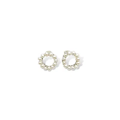 Fv Jewellery Women's White Silver Perle Circle Seed Pearl Studs