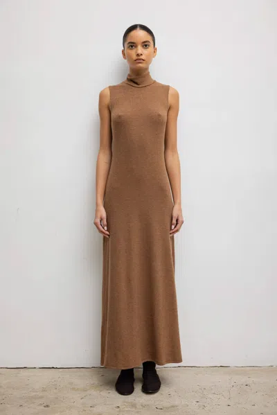 Leset Lauren Stretch-jersey Turtleneck Maxi Dress In Squirrel