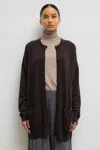 Leset Zoe Crew Cardigan In Chocolate