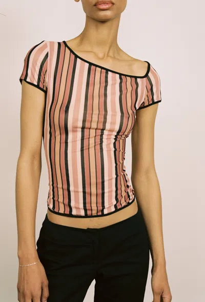 Fw24 Mimi Tee In Salmon Stripe