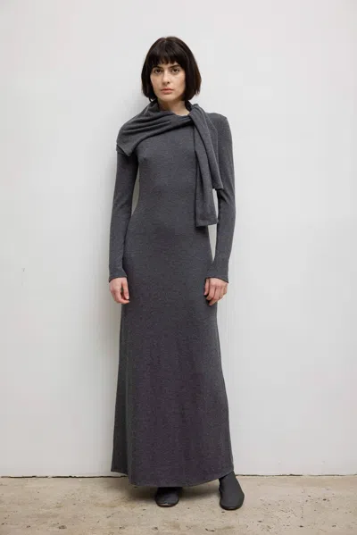 Leset Lauren Long Sleeve Maxi Dress In Charcoal