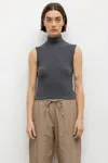 Leset Lauren Sleeveless Turtleneck In Charcoal