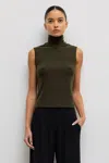 Leset Lauren Sleeveless Turtleneck In Moss