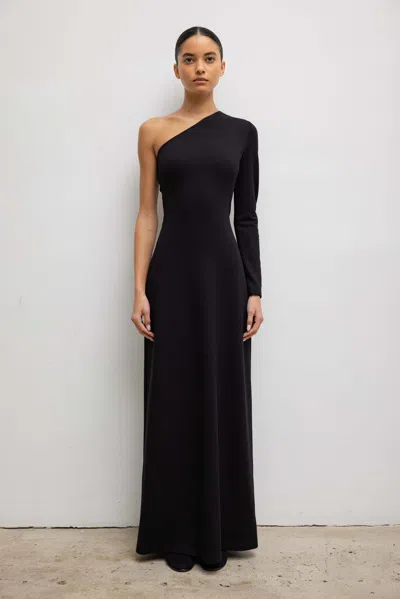 Leset Rio One Shoulder Maxi Dress In Black