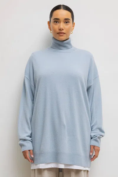 Leset Zoe Oversized Turtleneck In Azure