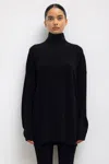 Leset Zoe Oversized Turtleneck Sweater In Black
