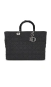 Fwrd Renew Dior Cannage Denim Lady Dior Tote Bag In Black