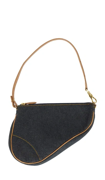 Fwrd Renew Dior Denim Pochette Saddle Bag In Blue