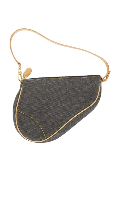 Fwrd Renew Dior Denim Pochette Saddle Bag In Blue