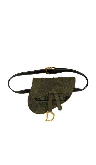 Fwrd Renew Dior Embroidered Camouflage Saddle Belt Bag In Brown