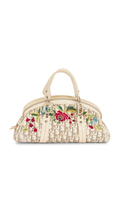 Fwrd Renew Dior Embroidered Floral Bowler Bag In White
