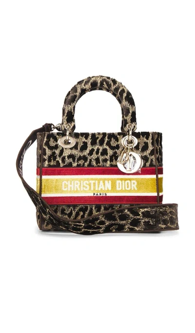 Fwrd Renew Dior Leopard Lady D Lite Handbag In Gold