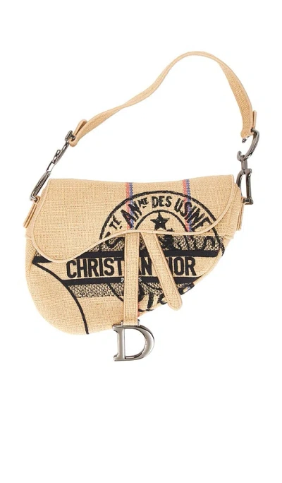 Fwrd Renew Dior Limited Edition Raffia Saddle Bag In Sand