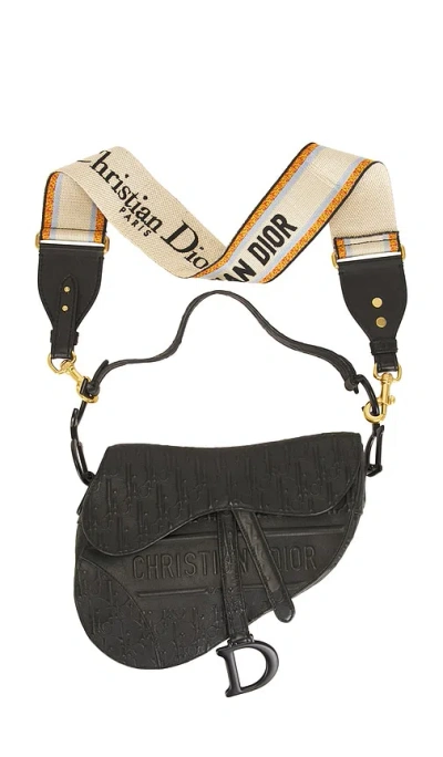 Fwrd Renew Dior Oblique Embossed Saddle Bag In Black