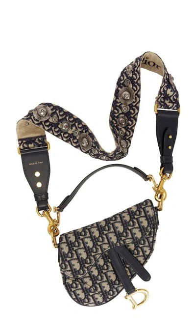Fwrd Renew Dior Oblique Trotter Saddle Bag In Blue