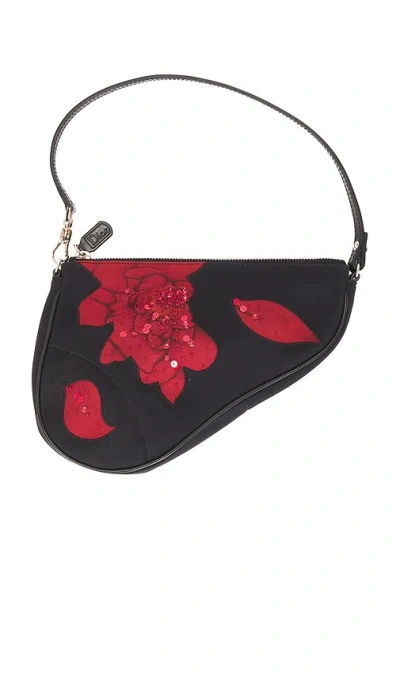 Fwrd Renew Dior Satin Embroidered Limited Edition Mini Saddle Bag In Black