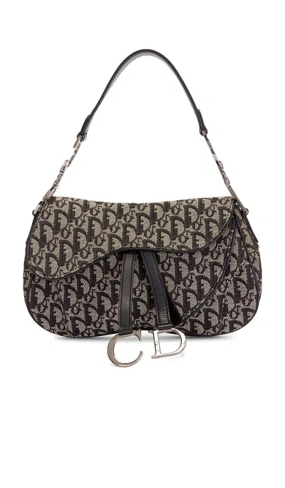 Fwrd Renew Dior Trotter Oblique Double Saddle Bag In Blue