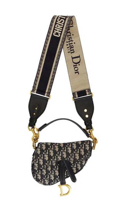 Fwrd Renew Dior Trotter Oblique Saddle Bag In Blue