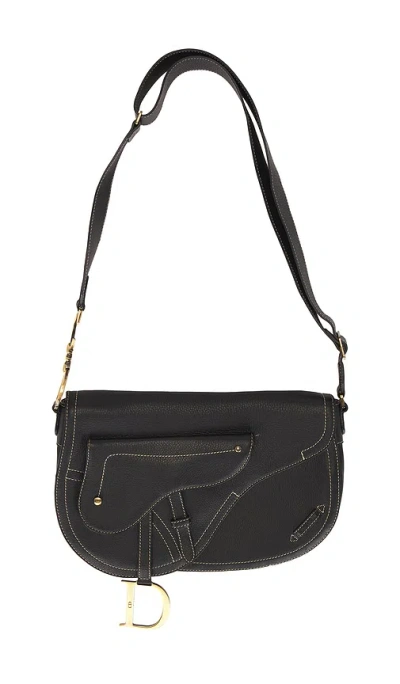 Fwrd Renew Dior Vintage Double Baudrier Saddle Bag In Black