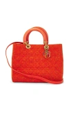 Fwrd Renew Dior Wool Cannage Lady Handbag In Orange