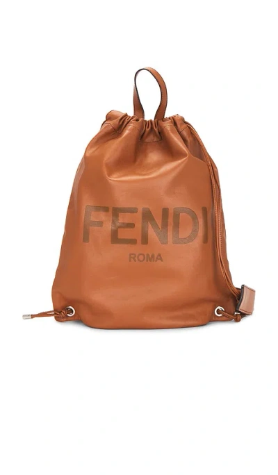 Fwrd Renew Fendi Logo Embossed Drawstring Backpack