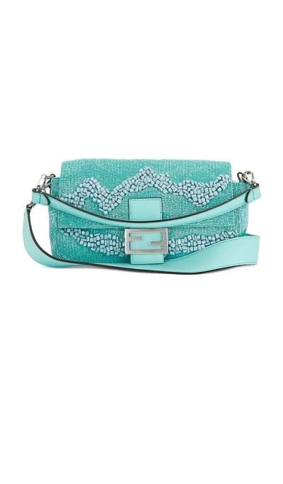 Fwrd Renew Fendi Beaded Baguette Shoulder Bag In Blue