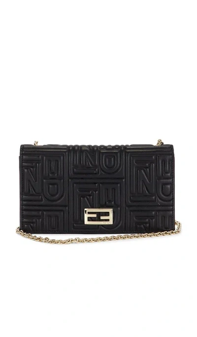 Fwrd Renew Fendi Embossed Wallet On Chain In Black
