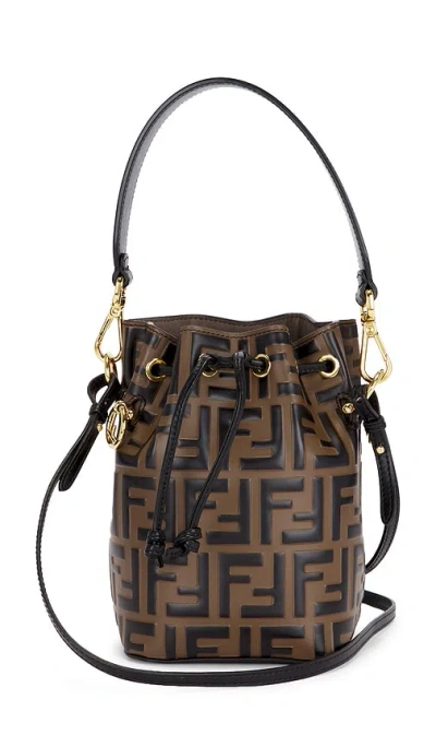Fwrd Renew Fendi Vitello Liberty Mini F Is Fendi Mon Tresor Bucket Bag In Brown