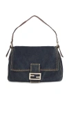 Fwrd Renew Fendi Denim Mama Baguette Shoulder Bag In Blue
