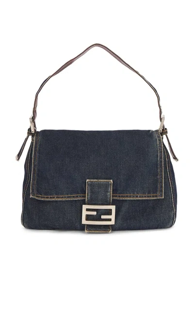Fwrd Renew Fendi Denim Mama Baguette Shoulder Bag In Blue