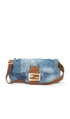 Fwrd Renew Fendi Denim Zucchino Baguette Shoulder Bag In Blue