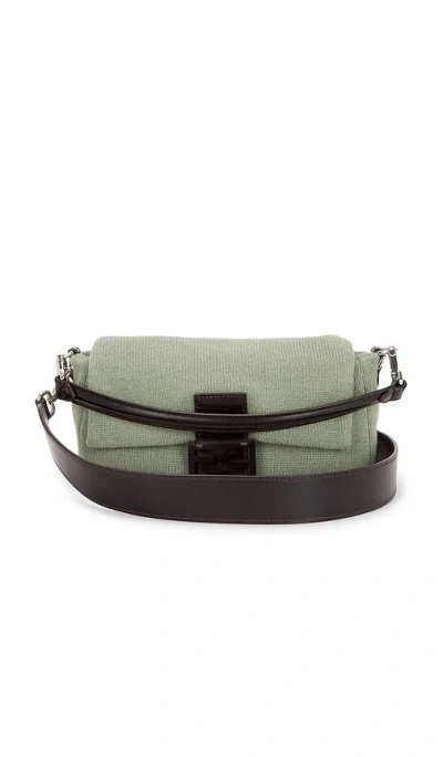 Fwrd Renew Fendi Knit Baguette Shoulder Bag In Green