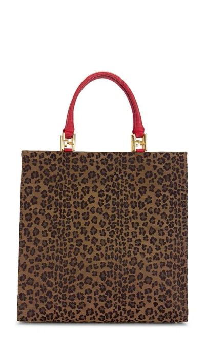 Fwrd Renew Fendi Leopard Tote Bag In Brown