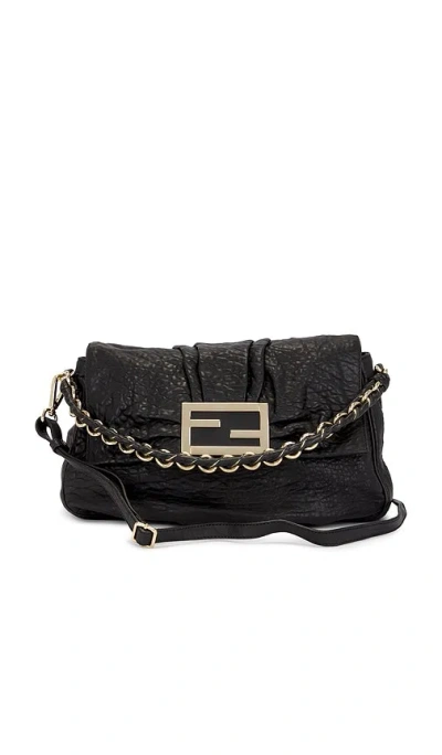 Fwrd Renew Fendi Mia Flap Shoulder Bag In Black