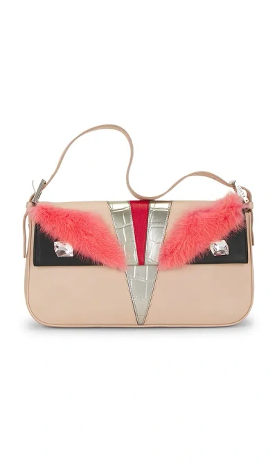 Fwrd Renew Fendi Monster Baguette Shoulder Bag In Neutral