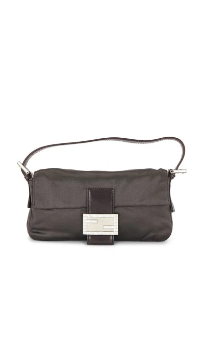 Fwrd Renew Fendi Satin Baguette Shoulder Bag In Gray