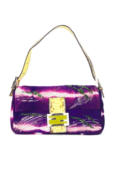 Fwrd Renew Fendi Satin Baguette Shoulder Bag In Purple