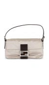 Fwrd Renew Fendi Satin Baguette Shoulder Bag In White