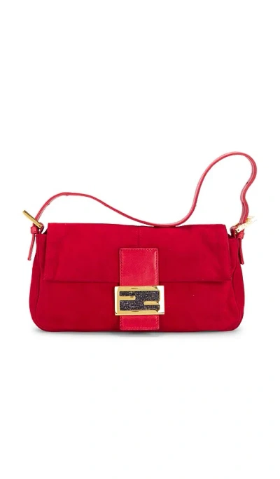 Fwrd Renew Fendi Suede Baguette Shoulder Bag In Red