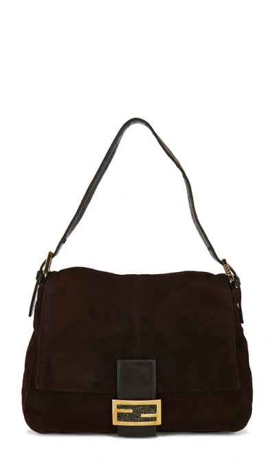 Fwrd Renew Fendi Vintage Suede Mama Baguette Shoulder Bag In Brown