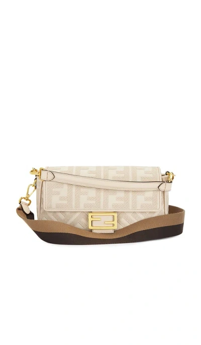 Fwrd Renew Fendi Vitello King Ff Embroidered Mini Baguette Shoulder Bag In Pink