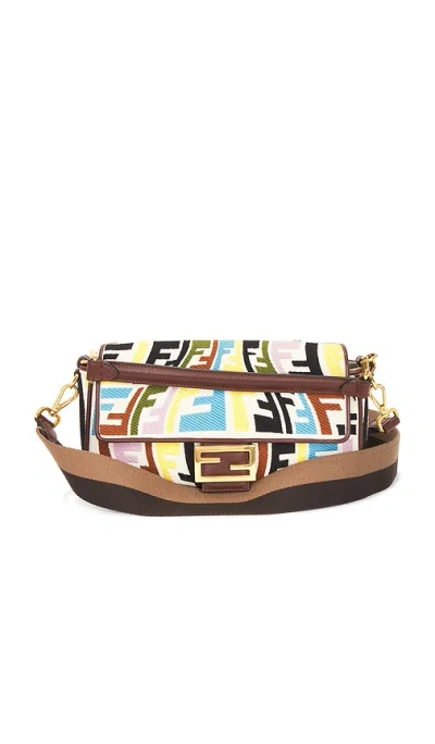 Fwrd Renew Fendi X Sarah Coleman Ff Fish Eye Embroidered Baguette Nm Shoulder Bag In Multi