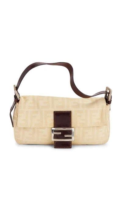 Fwrd Renew Fendi Zucca Baguette Shoulder Bag In Beige