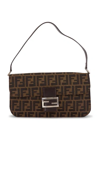Fwrd Renew Fendi Zucca Baguette Shoulder Bag In Brown