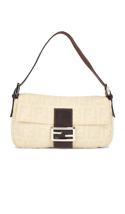 Fwrd Renew Fendi Zucca Baguette Shoulder Bag In White