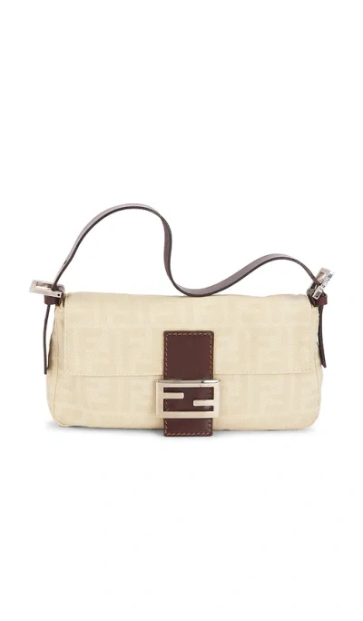 Fwrd Renew Fendi Zucca Baguette Shoulder Bag In White