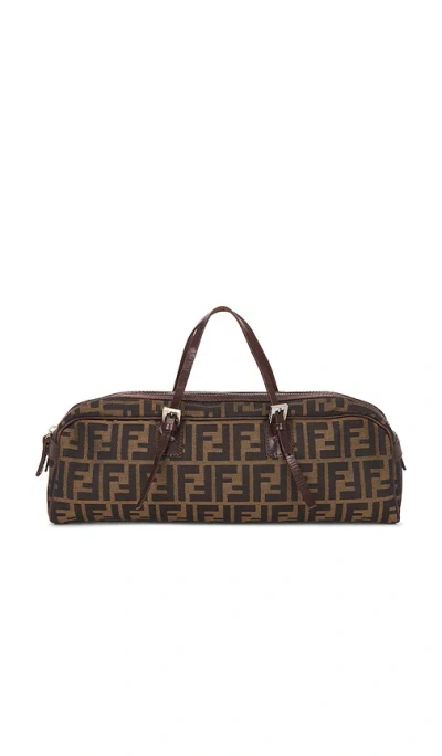 Fwrd Renew Fendi Zucca Belted Boston Bag In Brown