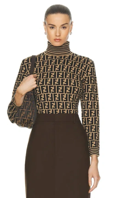 Fwrd Renew Fendi Zucca Knit Sweater In Brown